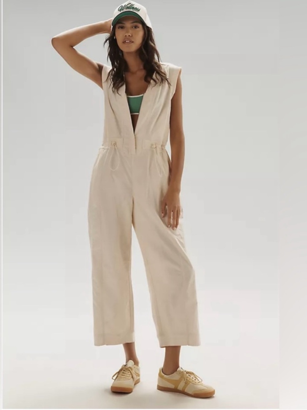 Daily Practice Soller Drawstring Jumpsuit in Neutral